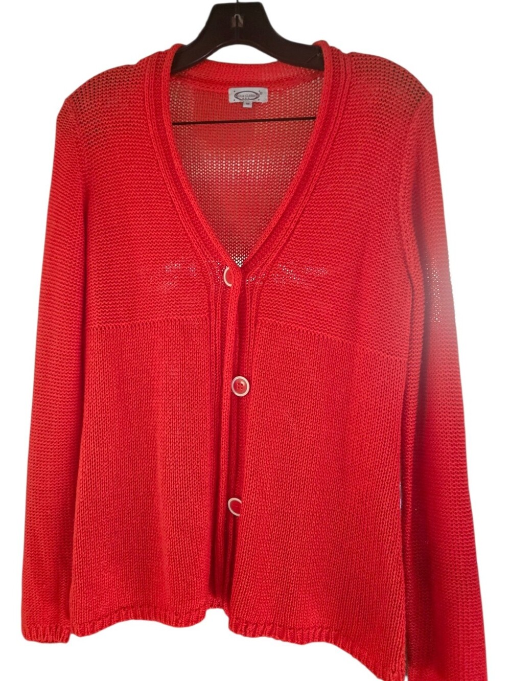 Women’s Red Button-Front Knit Sweater Cardigan